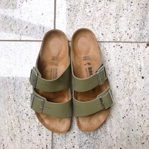 Green Birkenstocks worn once!